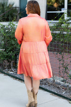 Load image into Gallery viewer, Peach Blossom Metallic Balloon Sleeve Shirt Plus Size Mini Dress
