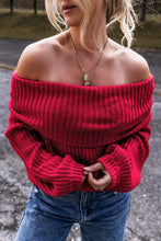 Load image into Gallery viewer, Racing Red Off-the-shoulder Knit Sweater
