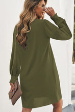 Load image into Gallery viewer, Green Split V Neck Ruffled Sleeves Shirt Dress

