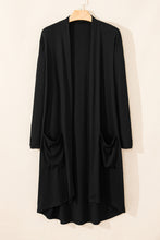 Load image into Gallery viewer, Black Solid Color Open Front Cardigan with Pocket
