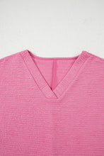 Load image into Gallery viewer, Pink Textured V Neck T Shirt and Shorts Set
