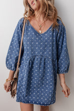 Load image into Gallery viewer, Ashleigh Blue Textured Open Back Loose Fit Denim Dress

