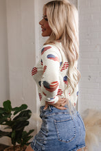 Load image into Gallery viewer, White Americana Glitter Mesh Long Sleeve Bodysuit
