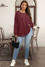 Load image into Gallery viewer, Wild Ginger Plus Size Ribbed Button Decor Long Sleeve Loose Top
