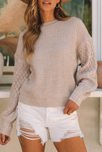 Load image into Gallery viewer, Parchment Cable Knit Sleeve Drop Shoulder Sweater
