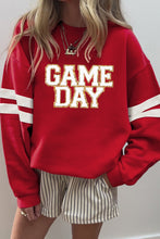 Load image into Gallery viewer, Fiery Red Glitter Trim GAME DAY Letter Graphic Oversized Varsity Sweatshirt
