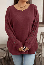 Load image into Gallery viewer, Wild Ginger Plus Size Ribbed Button Decor Long Sleeve Loose Top
