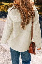 Load image into Gallery viewer, Beige Fleece Zip Up Drawstring Hooded Pocketed Jacket
