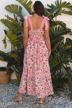 Load image into Gallery viewer, Pink Floral Lace Tied Strap Empire Waist Maxi Dress
