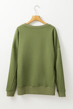 Load image into Gallery viewer, Vineyard Green Drop Shoulder Crisscross Stitching Pocketed Loose Sweatshirt
