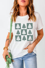 Load image into Gallery viewer, White Christmas Tree Checkered Distressed Graphic Oversize Tee

