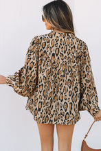 Load image into Gallery viewer, Light French Beige Oversized Leopard Print Balloon Sleeve Casual Shirt
