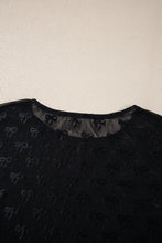 Load image into Gallery viewer, Black Mesh Bow Pattern Long Sleeve Top
