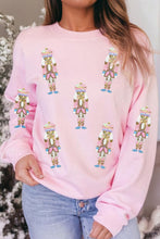 Load image into Gallery viewer, Pink Sequin Nutcracker Christmas Pullover Sweatshirt
