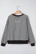 Load image into Gallery viewer, Black Stripe Exposed Seam Drop Shoulder Casual Pullover Top
