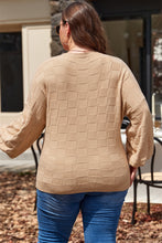 Load image into Gallery viewer, Light French Beige Solid Checkered Textured Knit Plus Size Sweater
