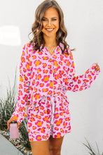 Load image into Gallery viewer, Pink Leopard Print Long Sleeve Shirt and Shorts Pajama Set
