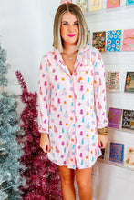 Load image into Gallery viewer, Pink Christmas Twinkle Tree Print Shirt Sleep Dress
