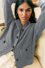 Load image into Gallery viewer, Medium Grey Chunky Buttoned Front Round Neck Cardigan Sweater
