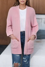 Load image into Gallery viewer, Pink Oversized Fold Over Sleeve Open Front Cardigan
