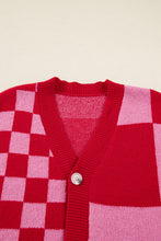 Load image into Gallery viewer, Fiery Red Mixed Plaid Relaxed Sweater Cardigan
