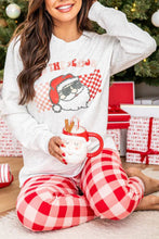 Load image into Gallery viewer, Multicolor Christmas Claus Graphic Top Plaid Pants Lounge Set
