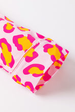 Load image into Gallery viewer, Pink Leopard Print Long Sleeve Shirt and Shorts Pajama Set
