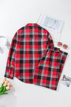 Load image into Gallery viewer, Red Christmas Checkered Pattern Loose Shirt and Pants Lounge Set
