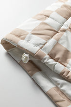 Load image into Gallery viewer, Khaki Contrast Plaid Quilted Button Zip Up Vest
