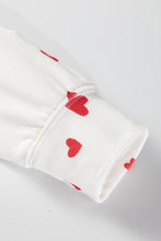 Load image into Gallery viewer, Fiery Red Tiny Hearts Printed Long Sleeve Top Drawstring Lounge Pant Set
