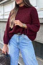 Load image into Gallery viewer, Burgundy Popcorn Mock Neck Solid Sweater
