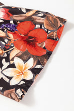 Load image into Gallery viewer, Black Retro Floral Mixed Print Split Neck A-line Dress
