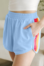 Load image into Gallery viewer, Beau Blue Color Block Stripes Elastic High Waist Active Shorts
