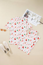 Load image into Gallery viewer, Pink Christmas Spirit Cute Holiday Print Short Sleeve Shirt and Pants 2pcs Pajama Set
