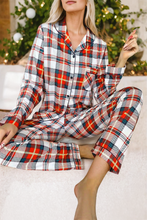 Load image into Gallery viewer, Red Christmas Plaid Print Two Piece Long Sleeve Pajamas Set
