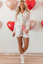 Load image into Gallery viewer, White Christmas Wine Glass Print Bow Knot Two Piece Pajama Set
