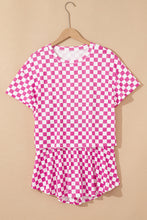 Load image into Gallery viewer, Pink Checkerboard T Shirt and High Waist Skorts 2 Piece Outfit
