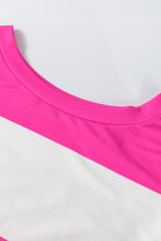 Load image into Gallery viewer, Rose Red Colorblock Striped Drop Shoulder Long Sleeve Top
