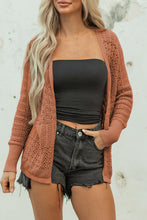 Load image into Gallery viewer, Redwood Burl Mix Pattern Hollowed Knit Open Front Cardigan
