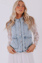 Load image into Gallery viewer, Beau Blue Scalloped Trim Patch Pocket Button Front Denim Vest
