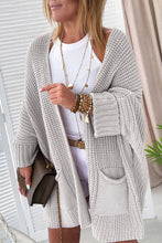 Load image into Gallery viewer, Gray Oversized Fold Over Sleeve Open Front Cardigan
