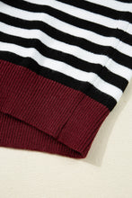 Load image into Gallery viewer, Color black Striped Panels Colorblock Sleeve Chic Sweater
