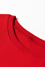 Load image into Gallery viewer, Fiery Red Varsity Contrast Banded Sleeve Shift Sweatshirt Dress
