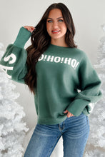 Load image into Gallery viewer, Blackish Green HO HO HO MERRY CHRISTMAS Drop Shoulder Loose Sweater
