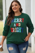 Load image into Gallery viewer, Blackish Green Merry And Bright Cable Knit Pullover Sweatshirt
