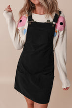 Load image into Gallery viewer, Black Solid Front Pockets Sleeveless Corduroy Overall Dress
