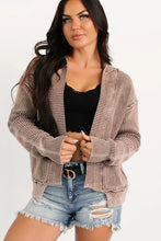 Load image into Gallery viewer, Chestnut Mineral Wash Exposed Seam Patchwork Knit Open Sweater Cardigan
