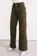 Load image into Gallery viewer, Jungle Green Double Waistband Loose Straight Jeans
