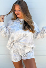 Load image into Gallery viewer, Beige Camo Print Pullover Top and Elastic Waist Casual Short Set
