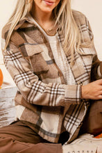 Load image into Gallery viewer, Light French Beige Flannel Plaid Double Flap Pocket Shacket
